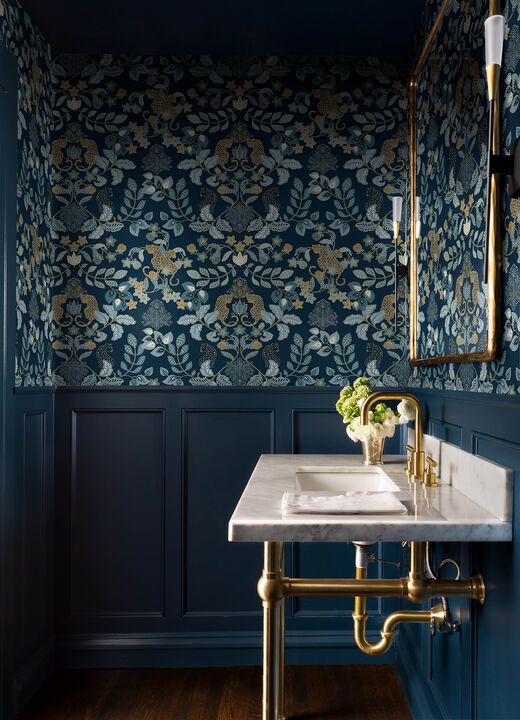 Getty Navy Jungle Damask Wallpaper
