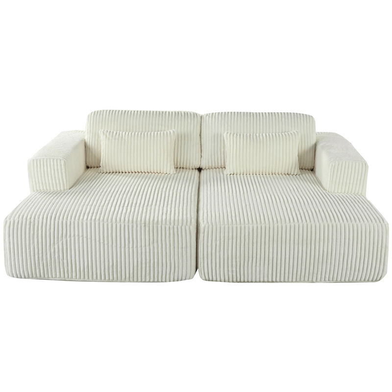 Merax U_Style Corduroy Double Sofa Bed with 2 Pillows
