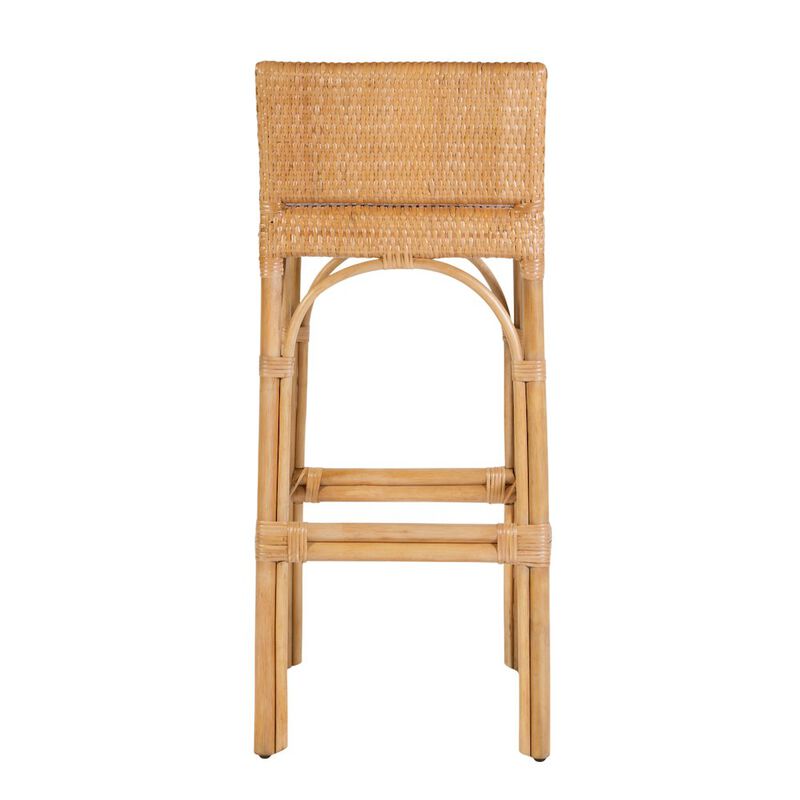 Butler Specialty Serienna 30 in. Seat Height Rectangular Rattan Low Back Bar Stool White and Gray image number 7