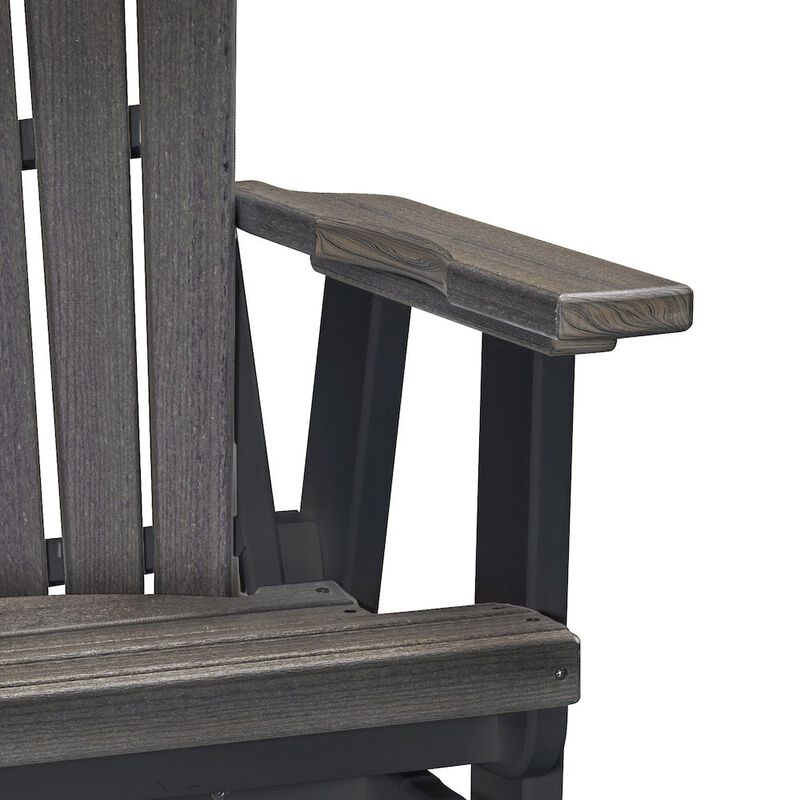American Furniture Classics Fan Back Balcony Glider in Coastal Gray on a Black Base