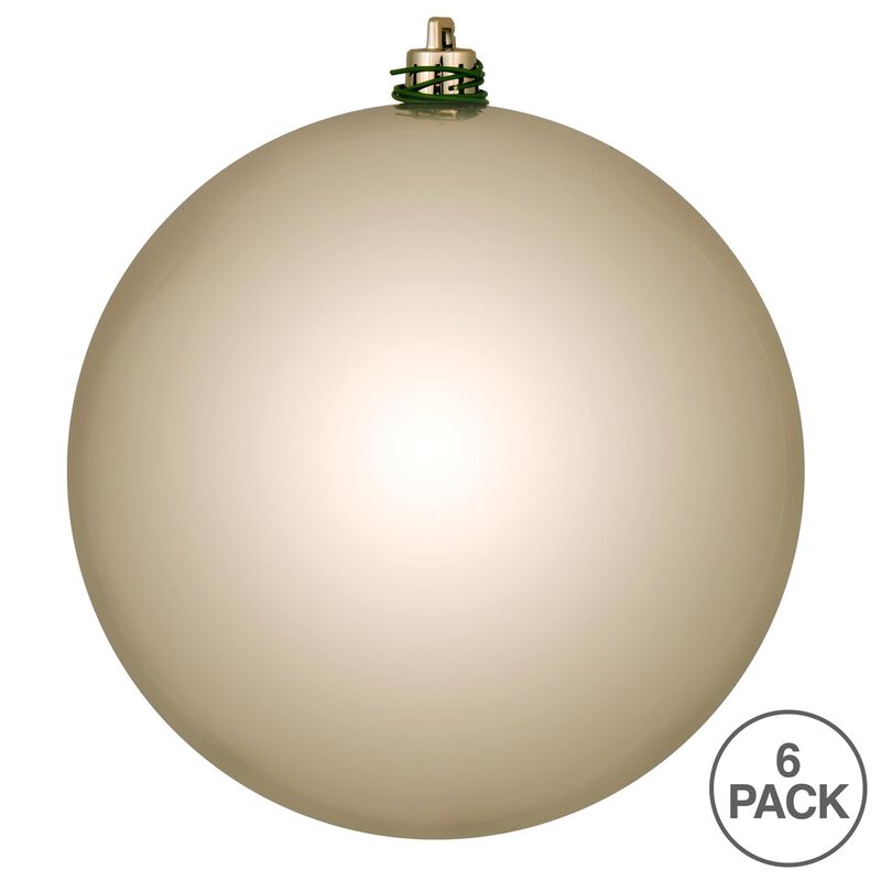 Vickerman 4" Oat Shiny Ball Ornament. Includes 6 Ornaments per Pack. image number 2