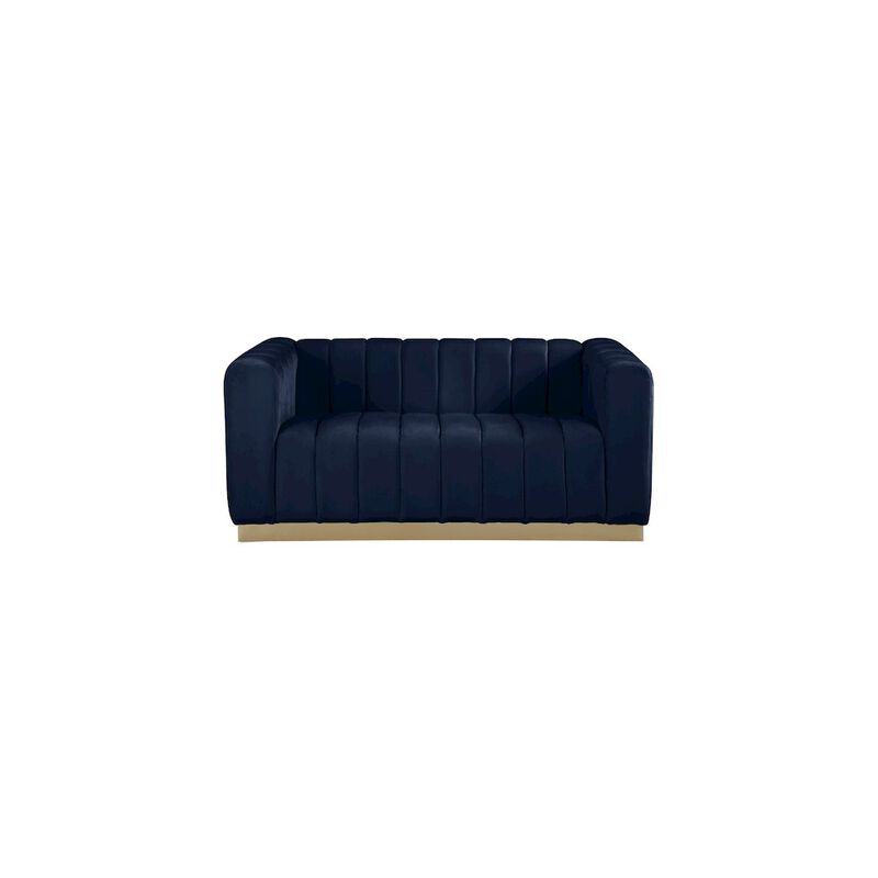Meridian Furniture Marlon Navy Velvet Loveseat