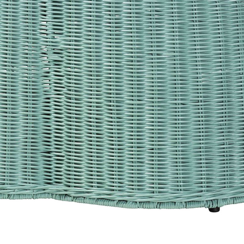 bali & pari Palm Bohemian Seafoam Green Scalloped Rattan Coffee Table