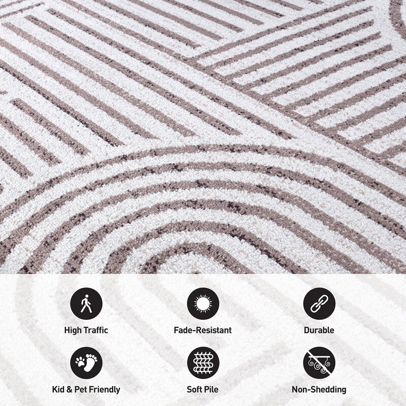 World Rug Gallery Bohemian Stipre Arch Design Area Rug:  Geometric,  Rectangle,  Low Pile,  Stain & Fade Resistant image number 4