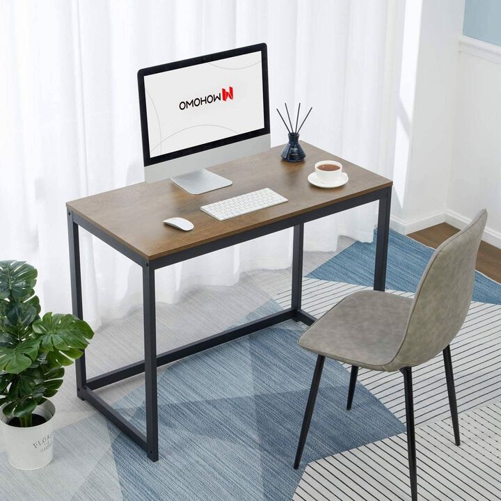 QuikFurn Modern Home Office Laptop Computer Desk Table with Black Metal Frame Wood Top