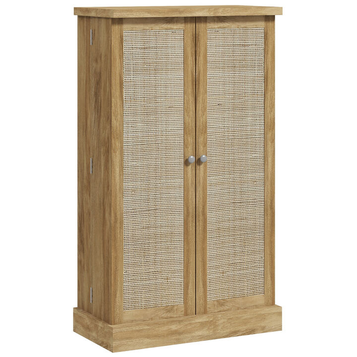 41" Rattan Kitchen Pantry Storage Cabinet with Spice Racks Natural