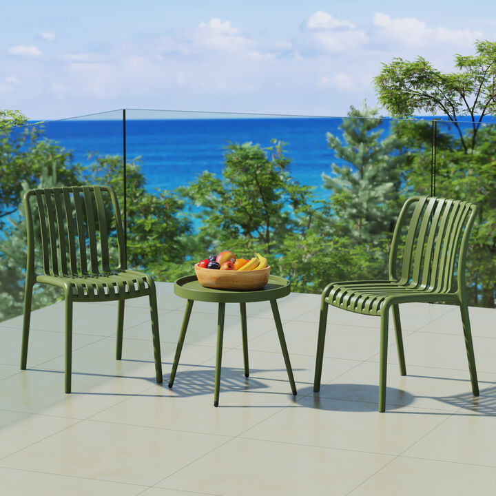 WestinTrends 3-Piece Outdoor Patio Bistro Balcony Furniture Set With Stackable Chairs