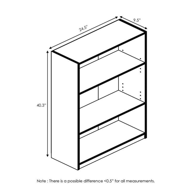 FURINNO JAYA Simple Home 3-Tier Adjustable Shelf Bookcase, Columbia Walnut