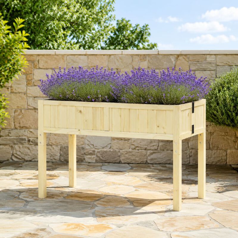WOW PIONEER Elevated Fir Wood Raised Garden Bed Folding Planter Box with Drain Holes for Patio Balcony Flower Vegetable Growing image number 3