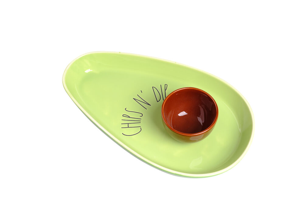 Ceramic Avocado Chip and Dip Serving Plate