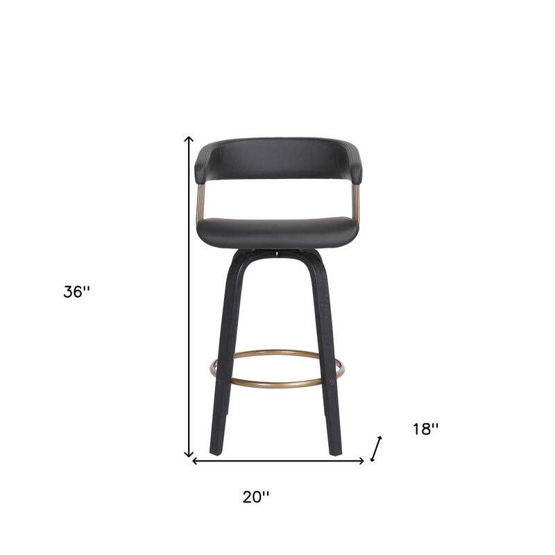 HomeRoots Faux Leather Counter Stool with Armrests and Bucket Seat image number 6
