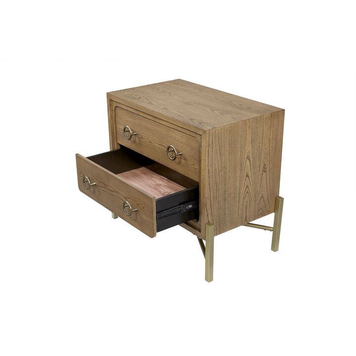 Aurora 2 Drawer Nightstand W/ USB - Latte