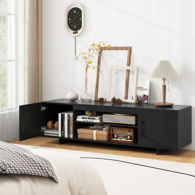 Hivvago TV Stand with Power Outlet and 2 Cable Holes for 65 Inch TVs-Rustic Brown