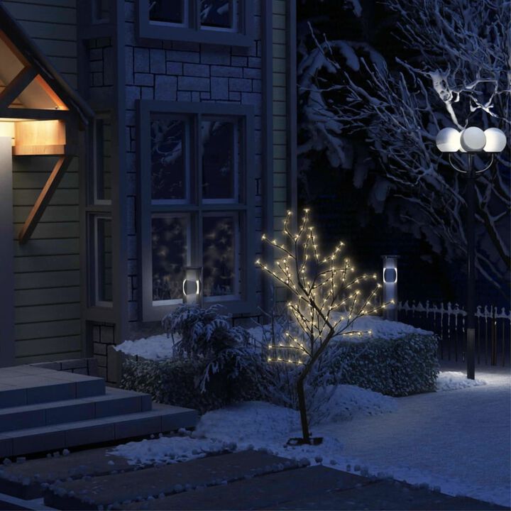 vidaXL Christmas Tree 128 LEDs Warm White Light Cherry Blossom 47.2"