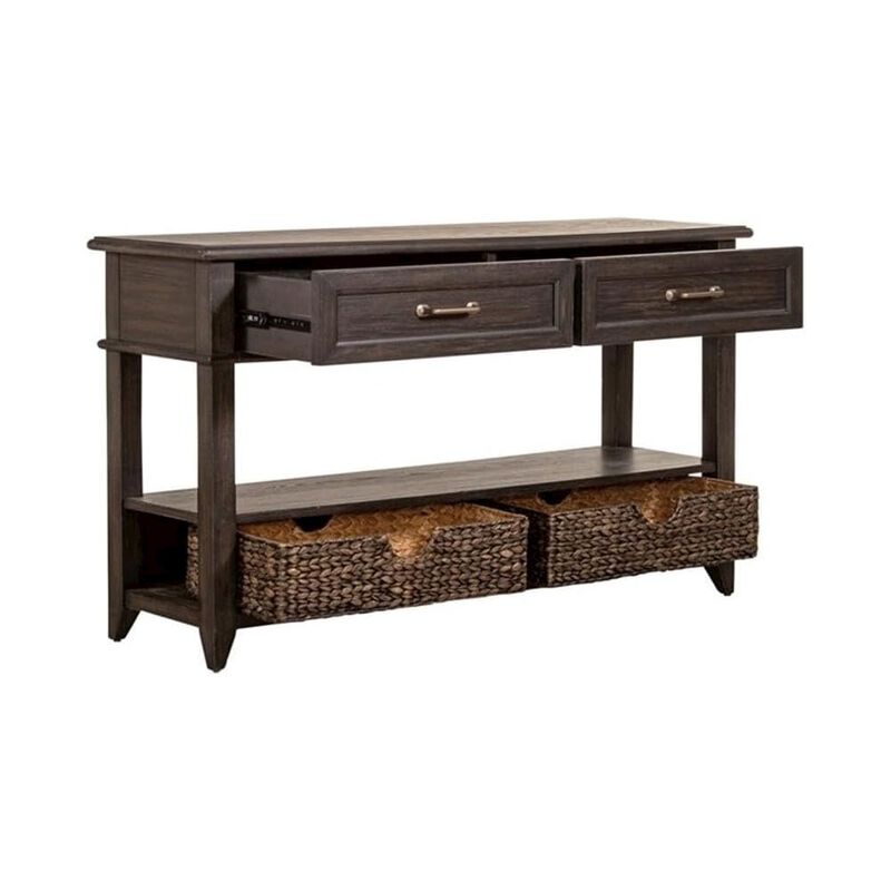 Liberty Furniture Mill Creek 2 Drawer Sofa Table in Peppercorn image number 0