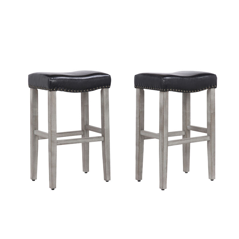 WestinTrends 29" Upholstered Saddle Seat Bar Stool (Set of 2)