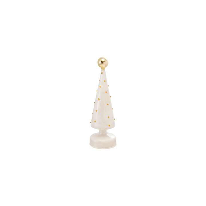 Embossed Mercury Glass Tree with LED, Gold & White