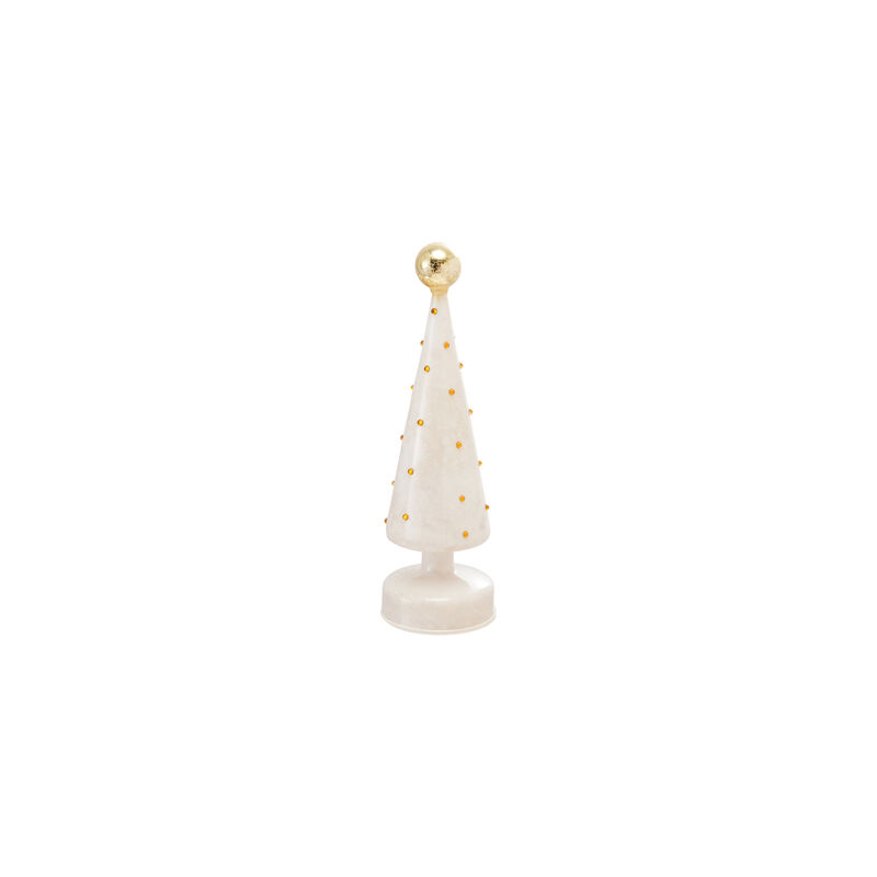 Embossed Mercury Glass Tree with LED, Gold & White image number 0