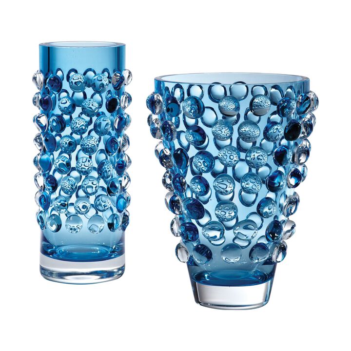 Bubble Cylinder Blue Vase