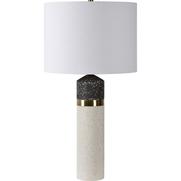 29.5" Natural White and Black 3-Way Switch Table Lamp