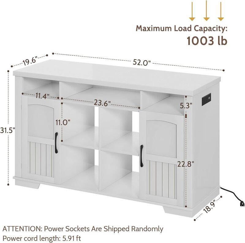 55-75 Gallon Fish Tank Stand with Power Outlet, Aquarium Stand with Cabinets, Shelves for Fish Tank Accessories, Farmhouse Fish Stand Up to 1000LBS image number 2