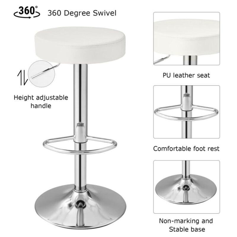 Hivvago 1 PC Round Bar Stool Adjustable Swivel Pub Chair