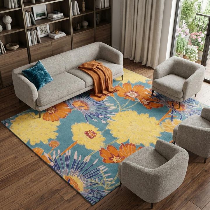 HomeRoots Floral Power Loom Area Rug