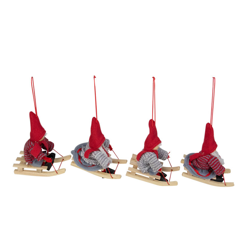 Set of 4 Holiday Kids on Sleds Christmas Ornaments 4" image number 3