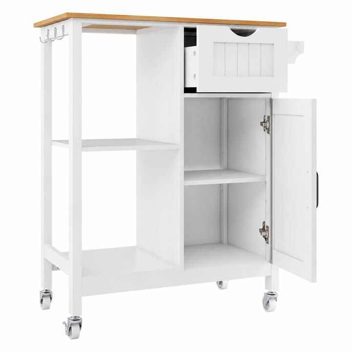 ELEMENT ACE Portable Mobile Kitchen Island Cart with Storage Cabinet, Rolling Table with Drawer, Spice Rack and Towel Rack on Wheels for Extra Kitchen Storage