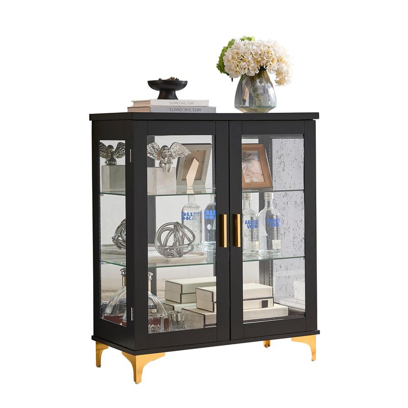 Kings Brand Furniture Cataleya 3-Tier Curio Display Cabinet Organizer with Storage Shelves for Figures & Collection Exhibit for Living Room, Bedroom image number 0