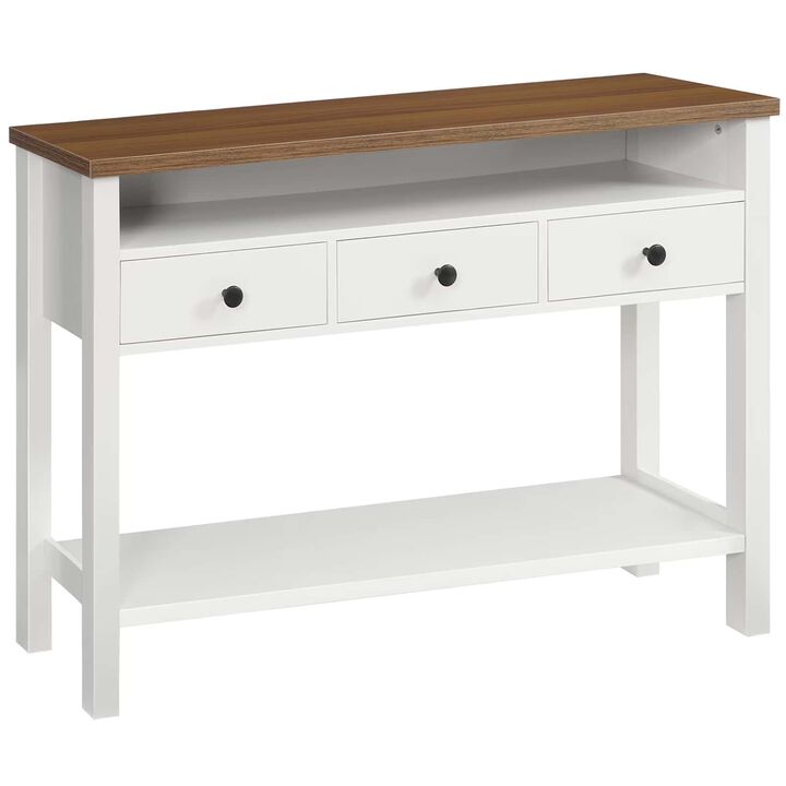 Console Table with 3 Drawers and 3 Storage Shelves for Entryway-White