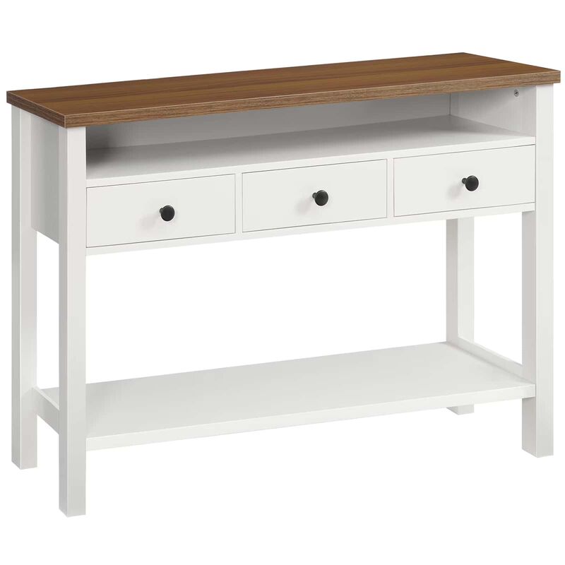 Console Table with 3 Drawers and 3 Storage Shelves for Entryway-White image number 0