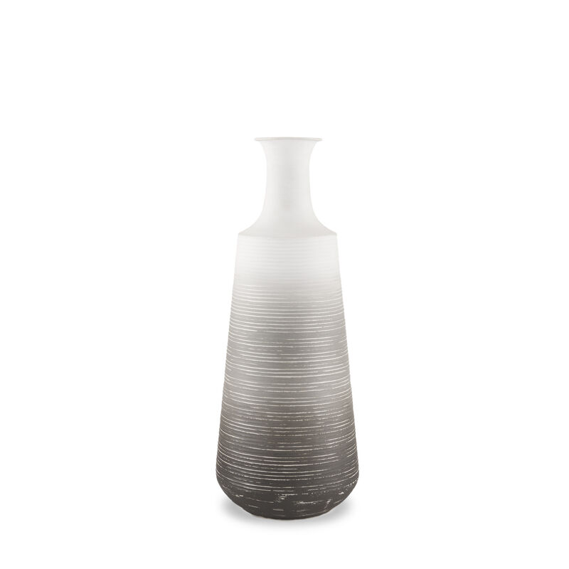 HomeRoots 20" Gray And White Ombre Metal Table Vase image number 2