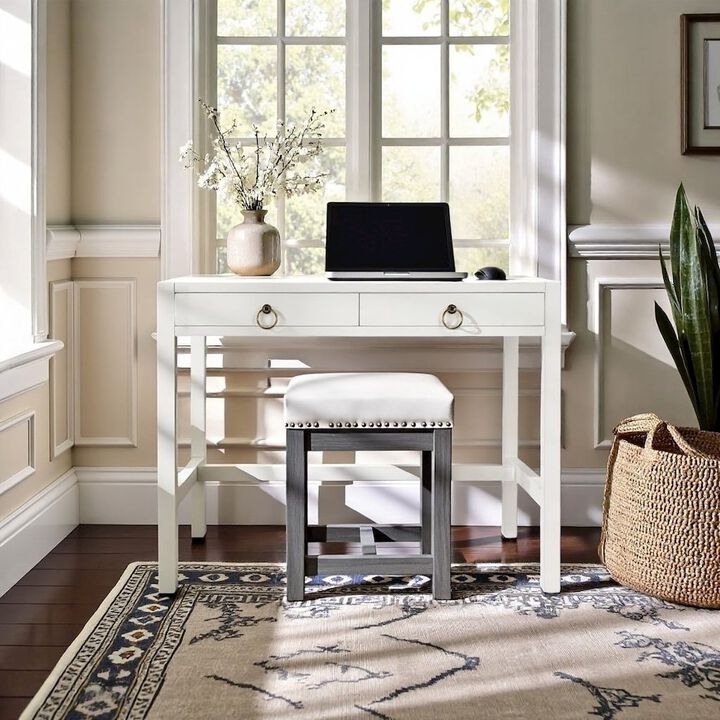 Starlight Canyon Home White Writing Desk with Drawer - Narrow Desk with Drawers for Home Use