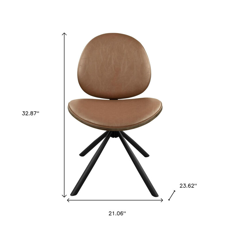 HomeRoots Brown and Black Faux Leather And Metal Dining Side Chair