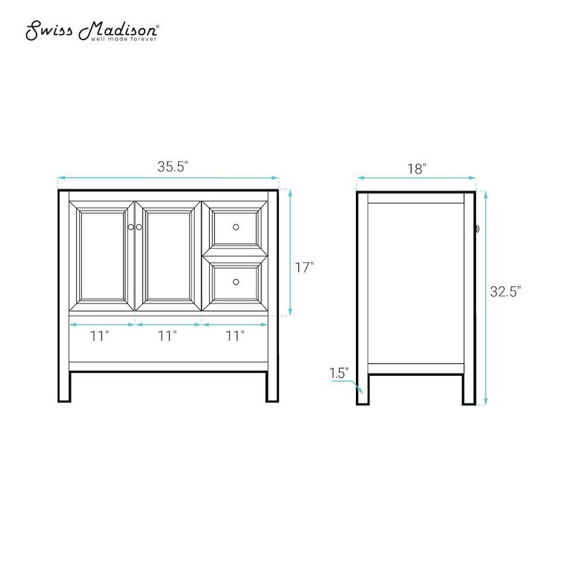 Chateau 36" Freestanding Bathroom Vanity Cabinet without Top in White Oak image number 4