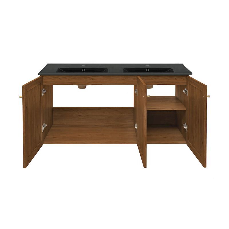 Classe 48" Wall-Mounted Bathroom Vanity with Double Basin Sink Top image number 3