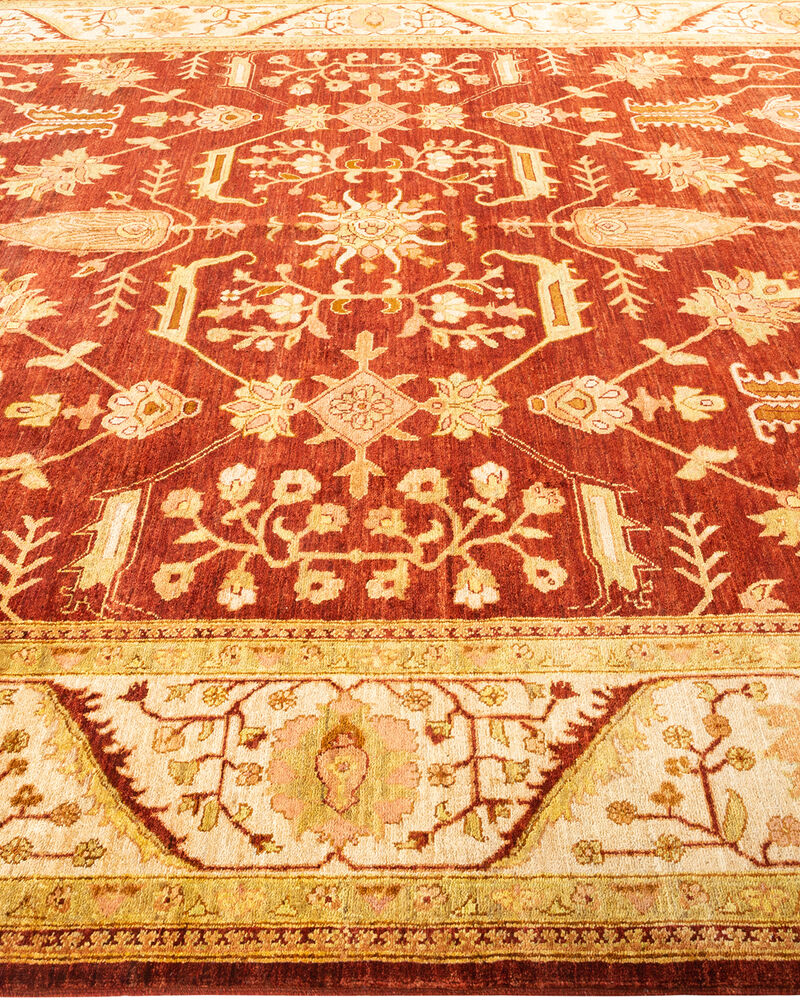 Eclectic, One-of-a-Kind Hand-Knotted Area Rug  - Orange, 9' 1" x 11' 10"