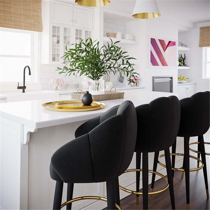 TOV Furniture Myla Black Swivel Bar Stool