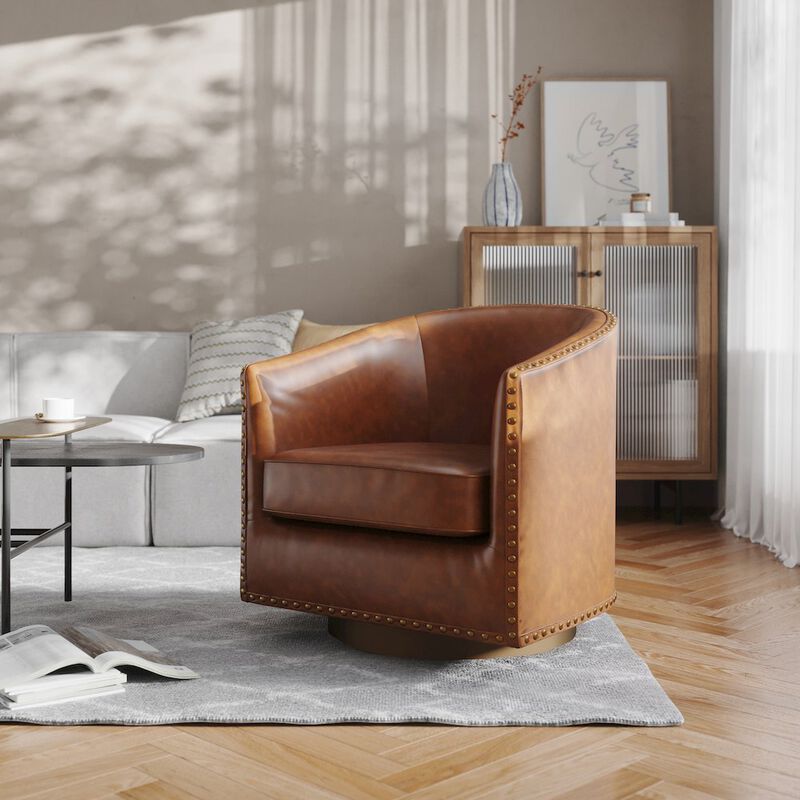 Flash Furniture Barrel Accent Chair, Brown image number 6