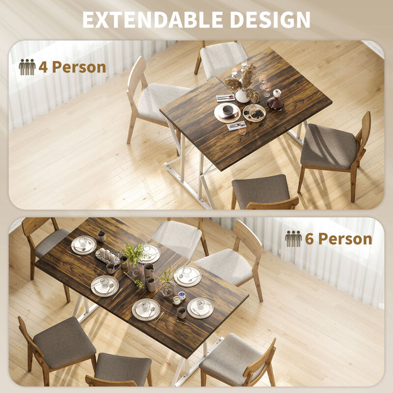 Hivvago Kitchen Dining Table for 4&ndash;6 with Extension Leaf image number 3
