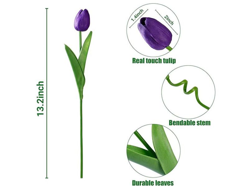 30 Piece Artificial Tulip Flower Stems Real Touch Wedding Centerpiece Decor image number 2