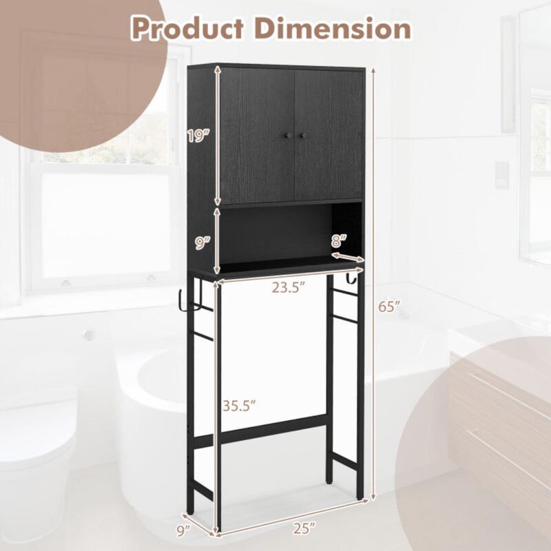 Over The Toilet Storage Cabinet with 2 Doors and Adjustable Shelf