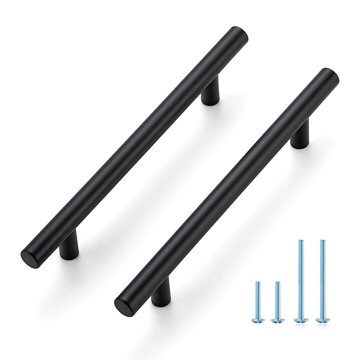 JOY DECOR 60 Pack 7-3/8 Inch Cabinet Pulls Kitchen Cabinet Handles with 5 Inch Hole Center Matte Black Cabinet Hardware Stainles