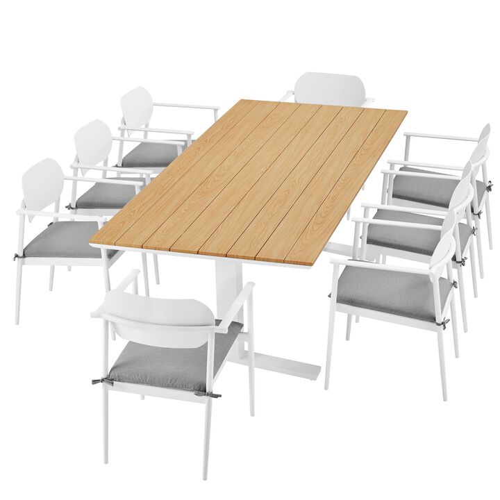 Modway Aeris 9-Piece Outdoor Patio Dining Set in Charcoal