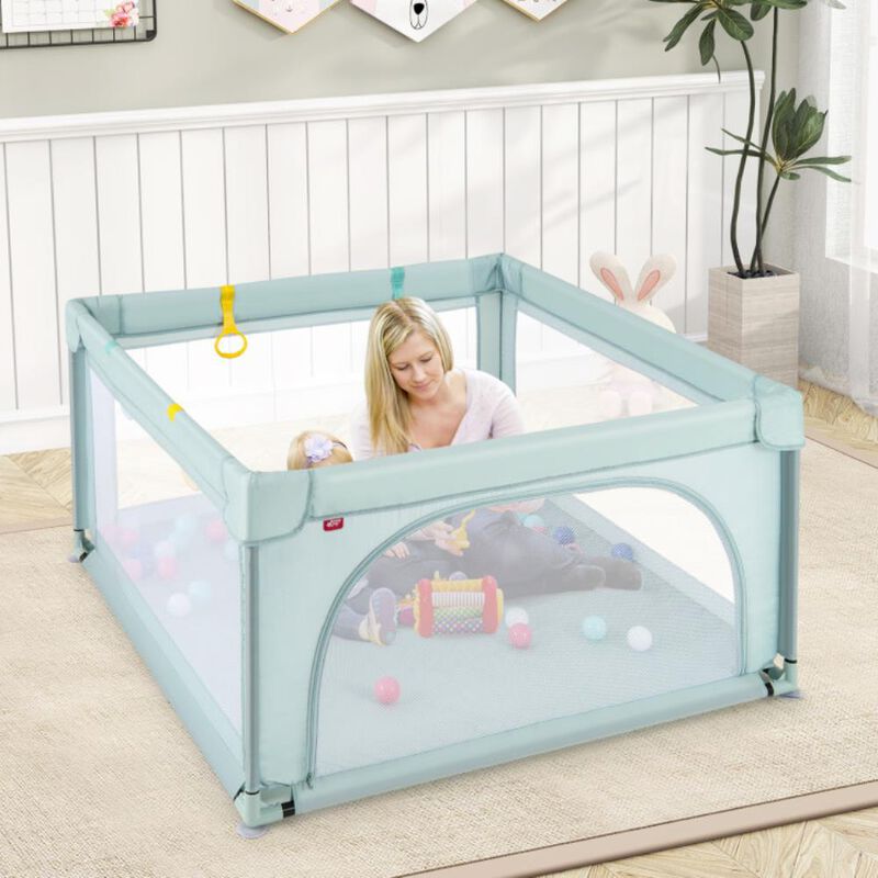 Hivvago Large Kids Activity Center Baby Playpen for Toddlers with 4 Pull Rings