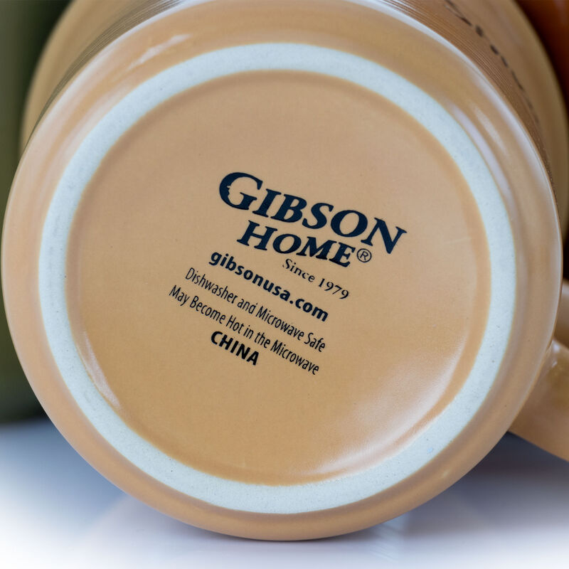 Gibson Home Thoughtful Morning 4 Piece 26 Ounce Stoneware Cup Set in Assorted Colors