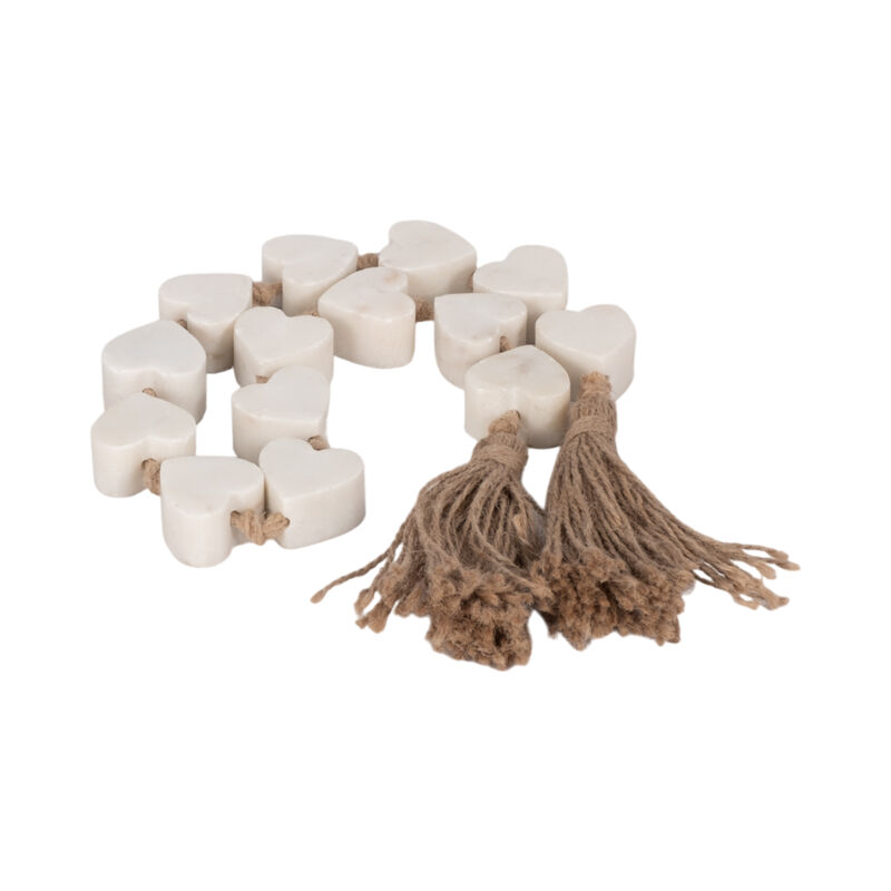 38" Marble Hearts Garland, White image number 0