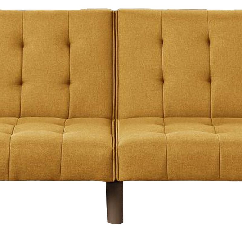 Fabric Adjustable Sofa with Tufted Details and Splayed Legs, Yellow