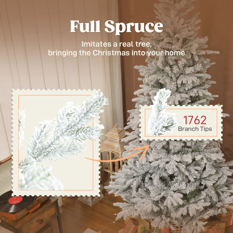 BreeBe 7.5 ft Artificial Frosted Christmas Tree with Hinged Branches image number 4